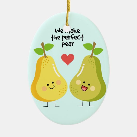 Grappig fruit pun maken we de perfecte peren keramisch ornament (Voorkant)