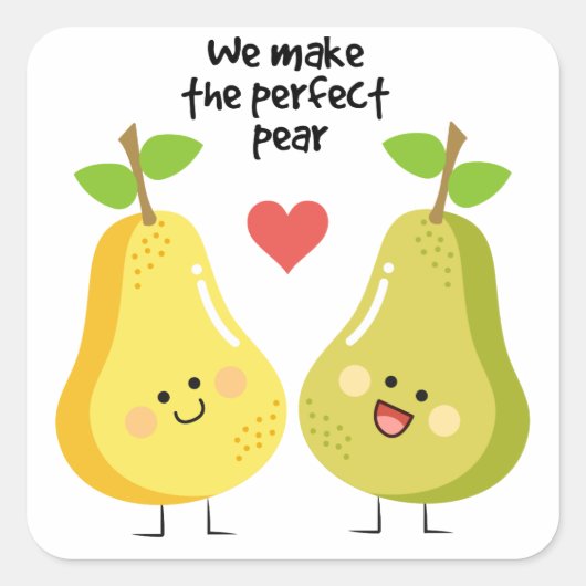 Grappig fruit pun maken we de perfecte peren vierkante sticker (Voorkant)