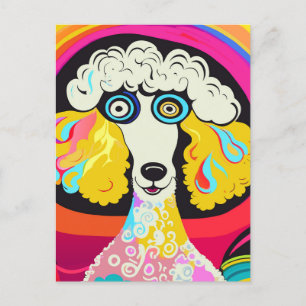 Grappig Funky Poodle Dog Portret Briefkaart