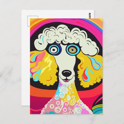 Grappig Funky Poodle Dog Portret Briefkaart (Voorkant / Achterkant)