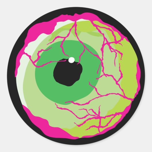 Grappig Funky Scary Schattige Spooky Zombie Eyebal Ronde Sticker (Voorkant)