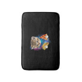 Grappig Galaxy Cat Shirt _ Space Cat Eat Pizza en Badmat (Voorkant Verticaal)