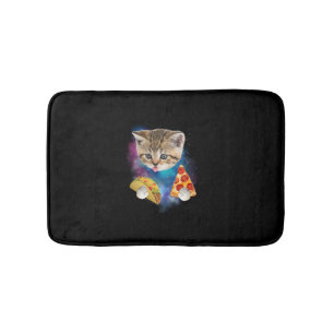 Grappig Galaxy Cat Shirt _ Space Cat Eat Pizza en  Badmat