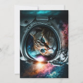 Grappig Galaxy Space Cat Astronaut Verjaardagsfees Kaart (Achterkant)