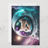 Grappig Galaxy Space Cat Astronaut Verjaardagsfees Kaart (Achterkant)