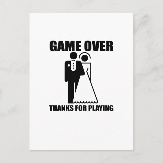 Grappig, "Game Over" bruiloft ontwerp Briefkaart (Voorkant)