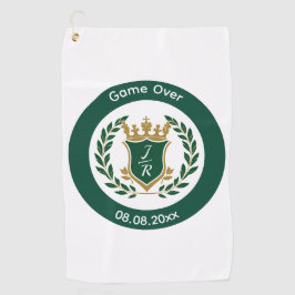 Grappig "Game Over" Trouw Monogram Wapen Klassiek Golfhanddoek
