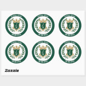 Grappig "Game Over" Trouw Monogram Wapen Klassiek Ronde Sticker (Vel)