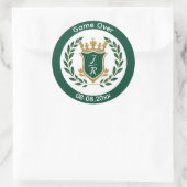 Grappig "Game Over" Trouw Monogram Wapen Klassiek Ronde Sticker (Tas)