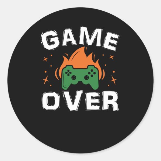 Grappig game-videospel over  gamer in Retro Ronde Sticker (Voorkant)