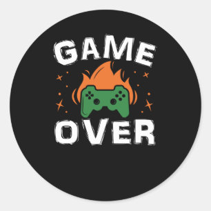 Grappig game-videospel over  gamer in Retro Ronde Sticker