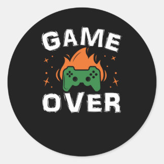 Grappig game-videospel over  gamer in Retro Ronde Sticker
