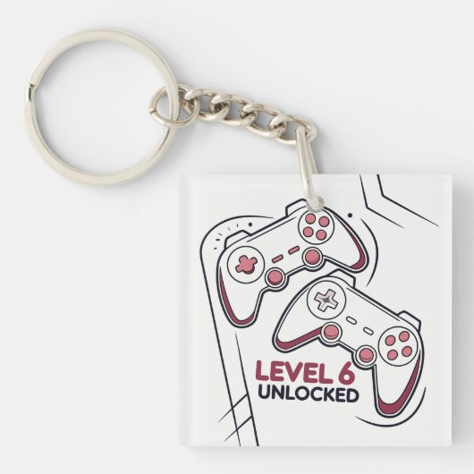Grappig gamer 6de verjaardagscadeau, Level 6 vrijg Sleutelhanger (voorkant)