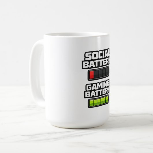 Grappig Gamer Batterijniveau Gaming Design Koffiemok (Voorkant links)