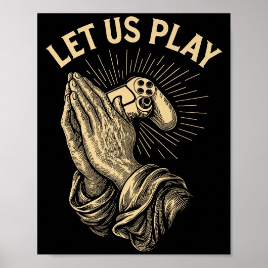 Grappig Gamer Gebed Pun Videospel Controller Retro Poster (Voorkant)