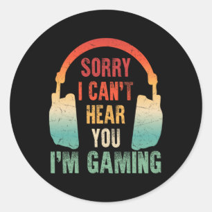 Grappig gamer grafisch shirt voor tienerjongens ma ronde sticker
