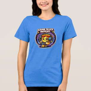 Grappig Gamer Pizza Shirt – Game Slice Repeat T-sh