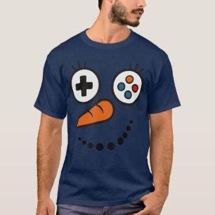 Grappig gamer sneeuwman gezicht Kerst videospel Ho T-shirt