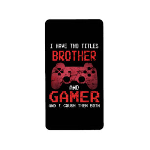 Grappig gamer videogames voor jongens Brother Etiket