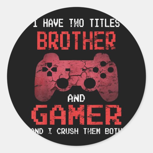 Grappig gamer  videogames voor jongens Brother Ronde Sticker (Voorkant)