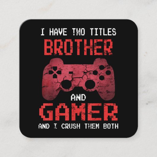 Grappig gamer  videogames voor jongens Brother Vierkante Visitekaartje (Voorkant)