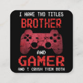 Grappig gamer  videogames voor jongens Brother Vierkante Visitekaartje (Achterkant)
