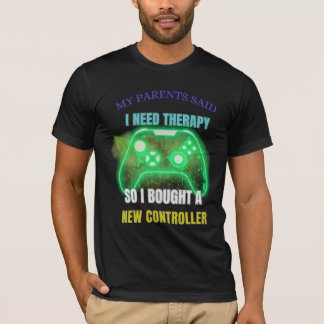 Grappig gamertherapiequote controller T-shirt