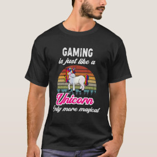 Grappig Gaming Design Retro Eenhoorn  Sunset T-shirt