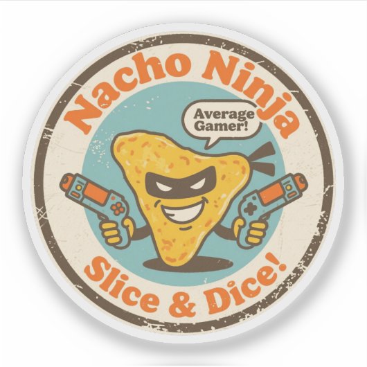 Grappig Gaming Nacho Slice & Dice Gift Sticker (Voorkant)