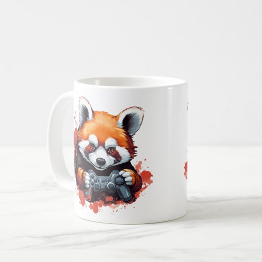 Grappig Gaming Red Panda Lover Koffiemok (Voorkant links)