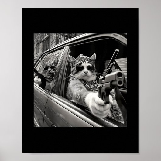 Grappig Gangster Cat Meme Cat Dad Vrouwen Grap Poster (Voorkant)