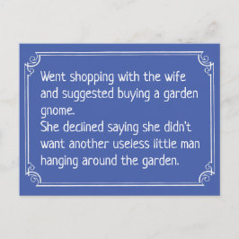 Grappig Gardening Joke. Garden Gnome Briefkaart