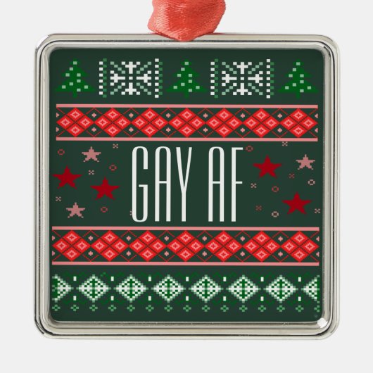 Grappig Gay AF Kerst LGBTQ+ Metalen Ornament (Voorkant)