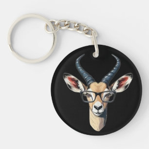 Grappig gazelle gezicht voor safari en bril liefhe sleutelhanger
