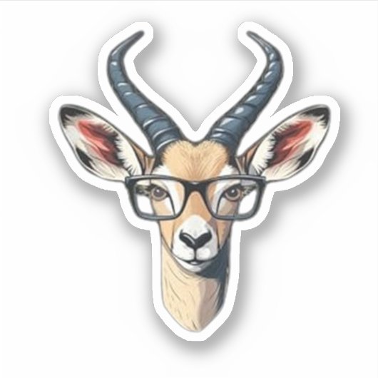 Grappig gazelle gezicht voor safari en bril liefhe sticker (Voorkant)