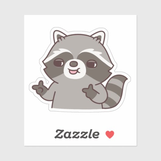 Grappig gebaar met vingerpistool van wasbeer sticker (Vel)