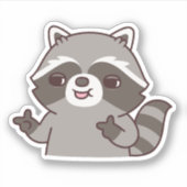 Grappig gebaar met vingerpistool van wasbeer sticker (Voorkant)