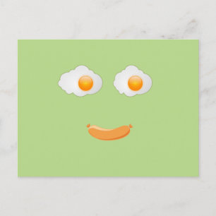 Grappig gebakken ei voedsel gezicht briefkaart