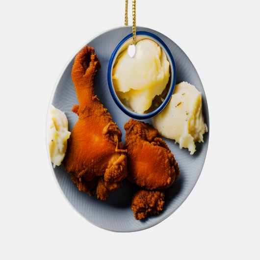 Grappig gebakken kip kerst keramisch ornament (Rechts)