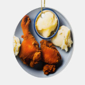 Grappig gebakken kip kerst keramisch ornament (Links)