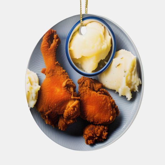 Grappig gebakken kip kerst keramisch ornament (Links)