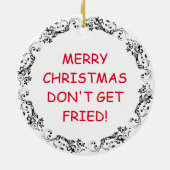 Grappig gebakken kip kerst keramisch ornament (Achterkant)