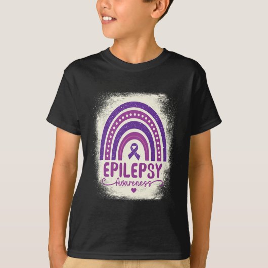 Grappig gebleekt regenboog Paarse lint Epilepsie A T-shirt (Voorkant)