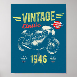 Grappig Geboren 1946 Vintage Retro Motorfiets Poster