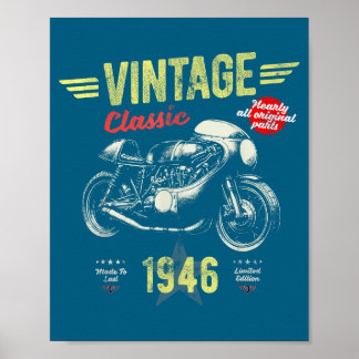 Grappig Geboren 1946 Vintage Retro Motorfiets Poster