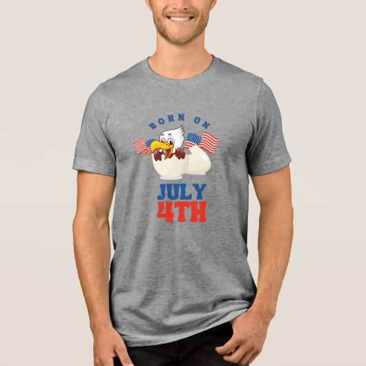 Grappig Geboren op 4 juli Adelaar T-Shirt (Voorkant)