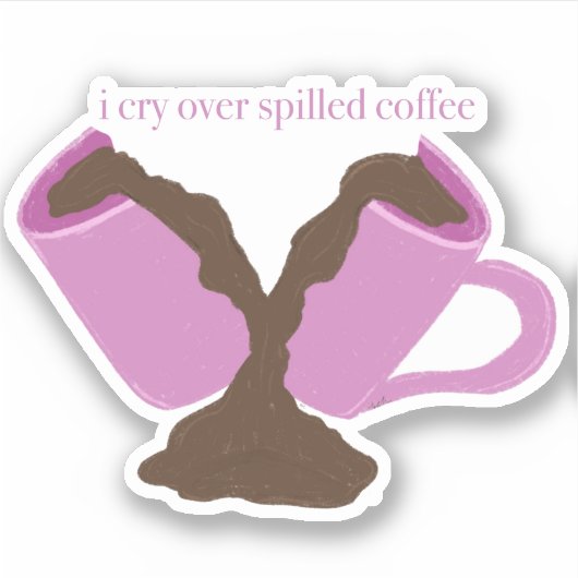 Grappig Gebroken Mok Decal voor koffieliefhebbers Sticker (Voorkant)