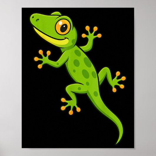Grappig Gecko Hagedis Dierenvriend Jongens Meisjes Poster (Voorkant)
