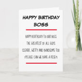 Grappig gedicht Boss Happy Birthday Kaart (Voorkant)