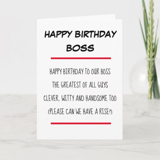 Grappig gedicht Boss Happy Birthday Kaart (Voorkant)